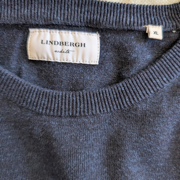 Lindbergh Mens XL 100% Cotton Sweater Blue Preppy Classic Grunge Grandpa - Picture 7 of 8